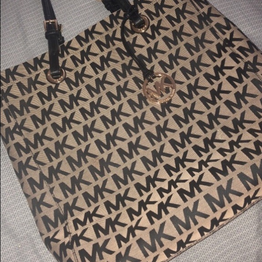Black and Brown Michael Kros monogrammed tote